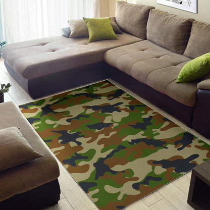 Military Green Camouflage Print Area Rug GearFrost
