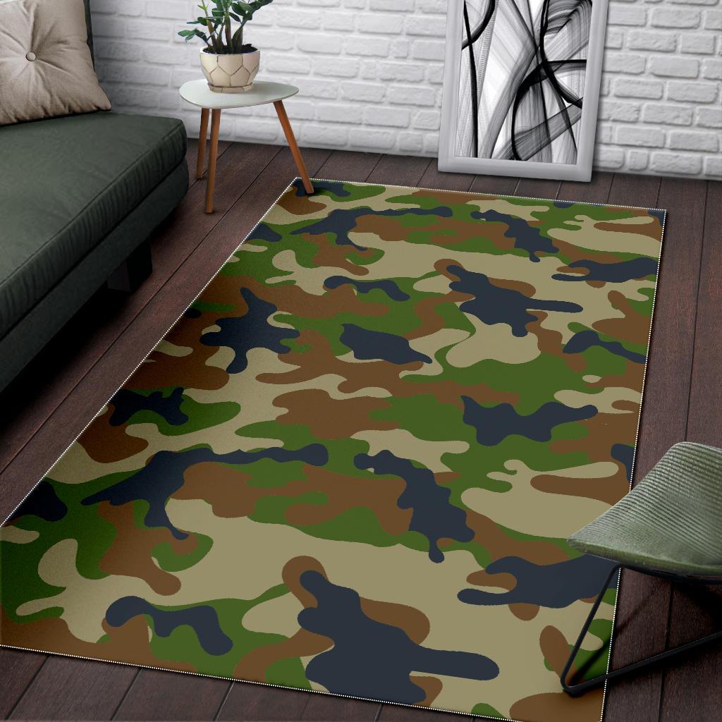 Military Green Camouflage Print Area Rug GearFrost