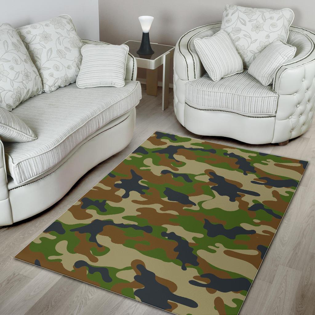 Military Green Camouflage Print Area Rug GearFrost