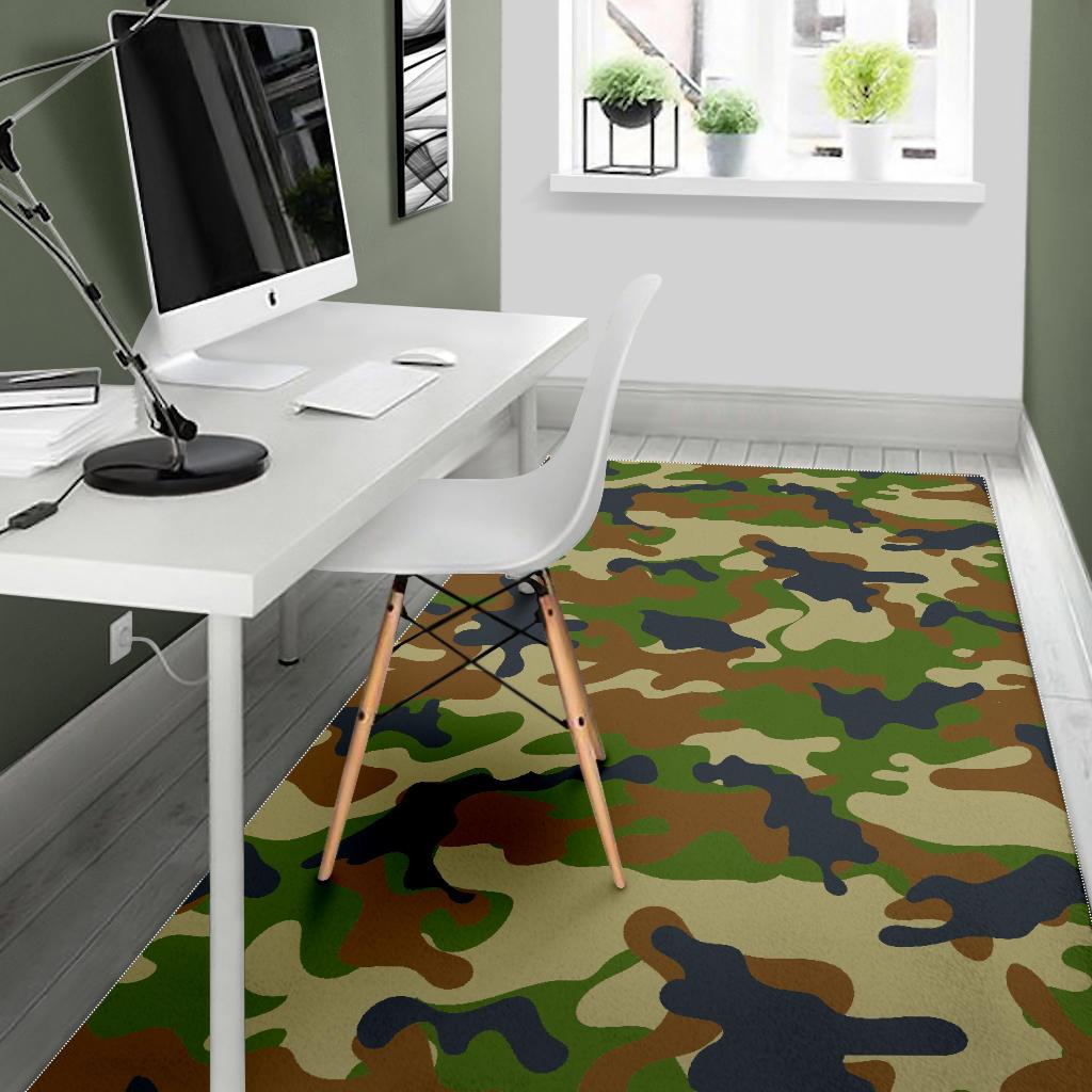 Military Green Camouflage Print Area Rug GearFrost