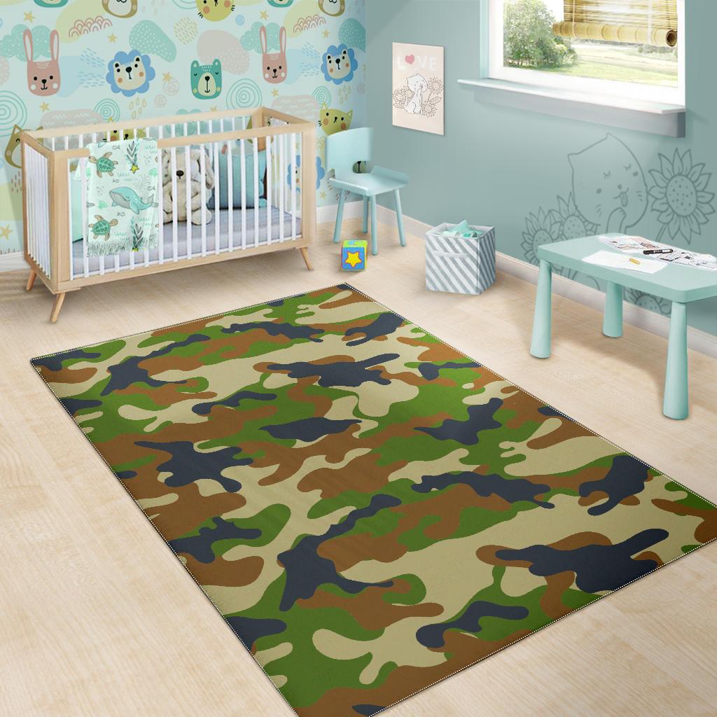 Military Green Camouflage Print Area Rug GearFrost