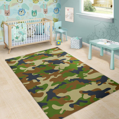 Military Green Camouflage Print Area Rug GearFrost