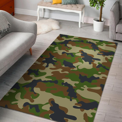 Military Green Camouflage Print Area Rug GearFrost