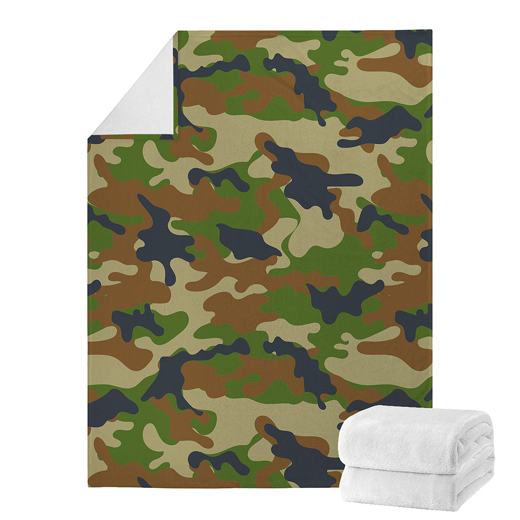 Military Green Camouflage Print Blanket