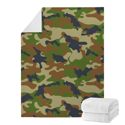 Military Green Camouflage Print Blanket