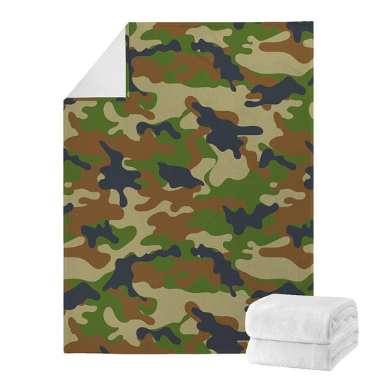 Military Green Camouflage Print Blanket