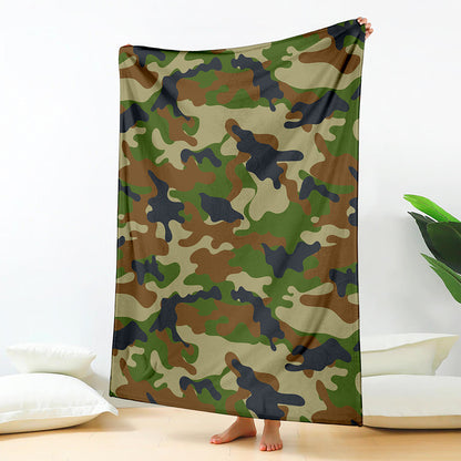 Military Green Camouflage Print Blanket