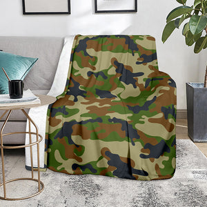 Military Green Camouflage Print Blanket