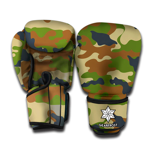 Military Green Camouflage Print Boxing Gloves