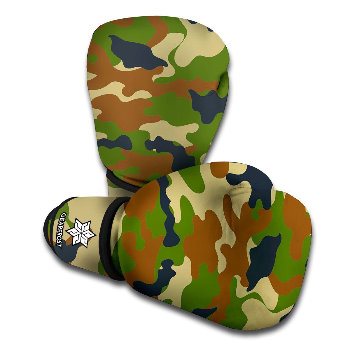 Military Green Camouflage Print Boxing Gloves