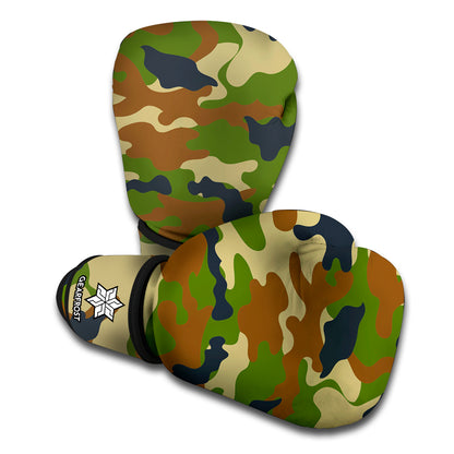 Military Green Camouflage Print Boxing Gloves