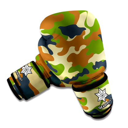 Military Green Camouflage Print Boxing Gloves
