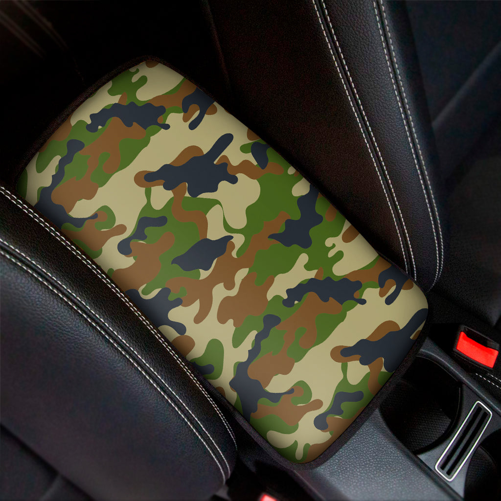 Military Green Camouflage Print Car Center Console Cover