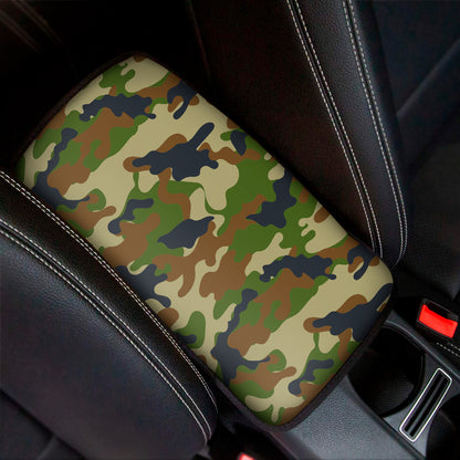 Military Green Camouflage Print Car Center Console Cover