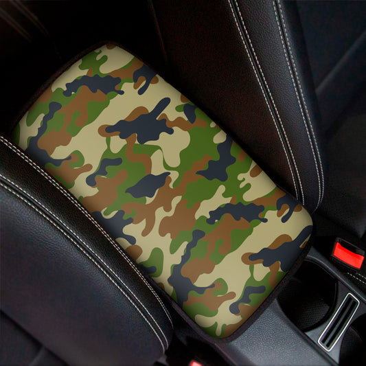 Military Green Camouflage Print Car Center Console Cover
