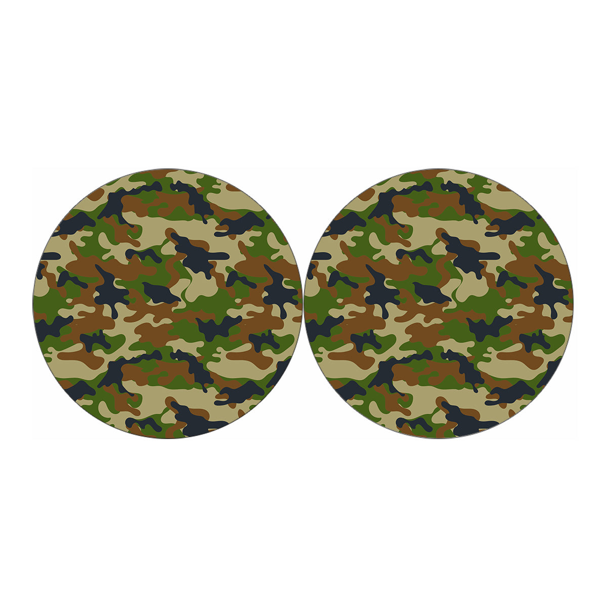 Military Green Camouflage Print Car Coasters