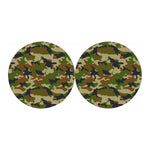 Military Green Camouflage Print Car Coasters