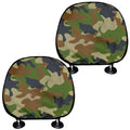 Military Green Camouflage Print Car Headrest Covers