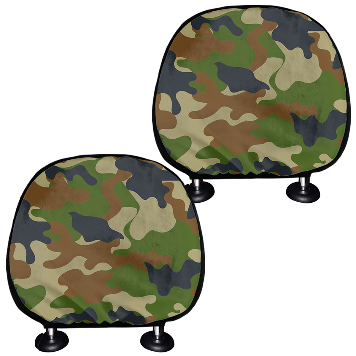 Military Green Camouflage Print Car Headrest Covers