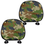 Military Green Camouflage Print Car Headrest Covers