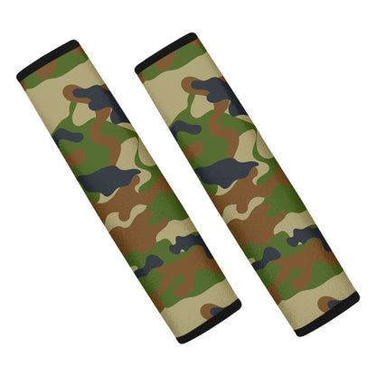 Military Green Camouflage Print Car Seat Belt Covers