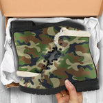 Military Green Camouflage Print Comfy Boots GearFrost