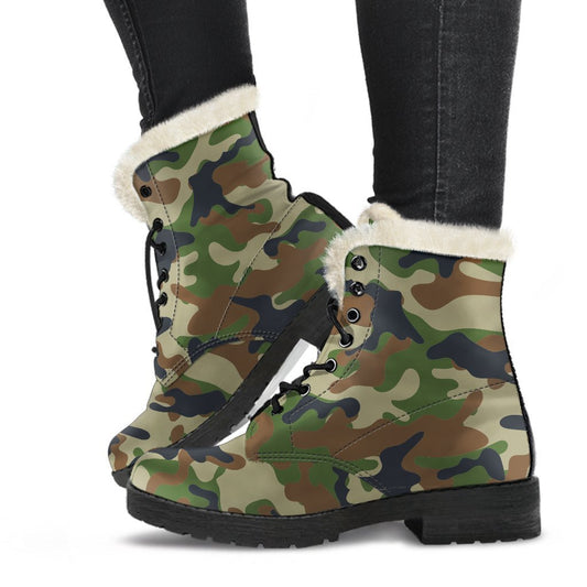 Military Green Camouflage Print Comfy Boots GearFrost