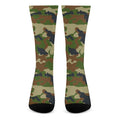 Military Green Camouflage Print Crew Socks