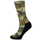 Military Green Camouflage Print Crew Socks