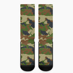 Military Green Camouflage Print Crew Socks