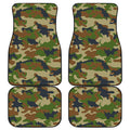 Military Green Camouflage Print Front and Back Car Floor Mats