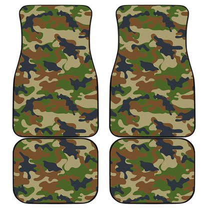 Military Green Camouflage Print Front and Back Car Floor Mats