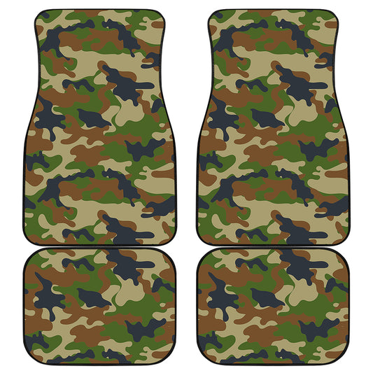 Military Green Camouflage Print Front and Back Car Floor Mats