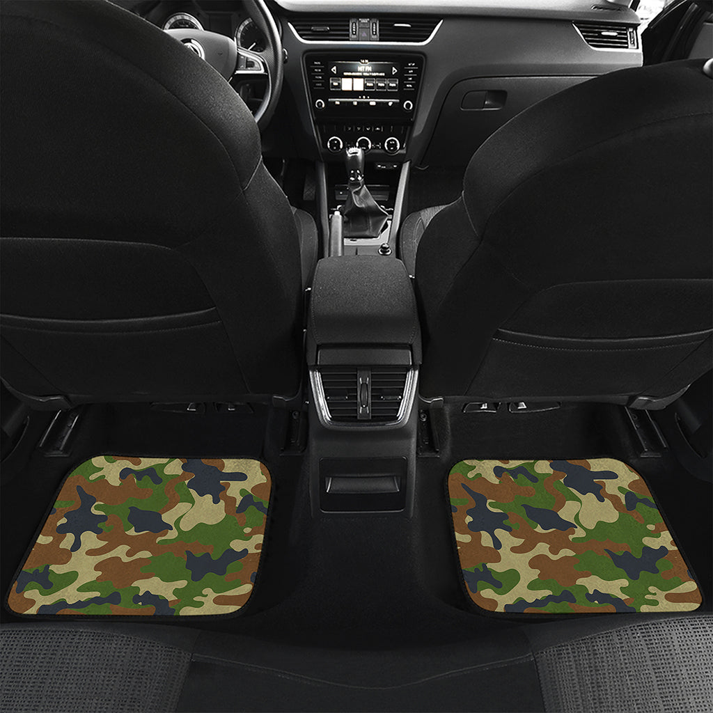 Military Green Camouflage Print Front and Back Car Floor Mats