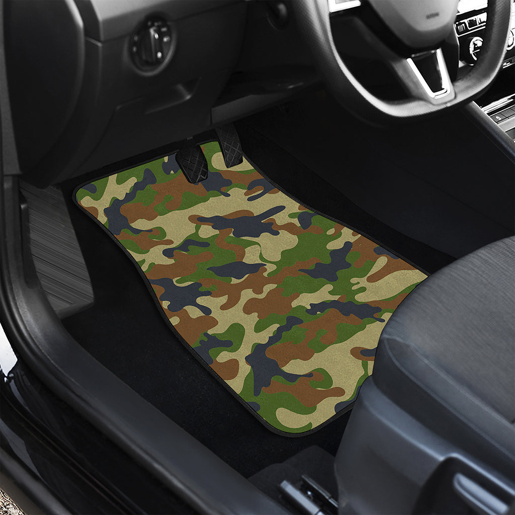 Military Green Camouflage Print Front and Back Car Floor Mats