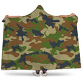 Military Green Camouflage Print Hooded Blanket
