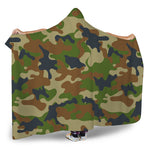 Military Green Camouflage Print Hooded Blanket