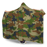 Military Green Camouflage Print Hooded Blanket