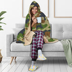 Military Green Camouflage Print Hooded Blanket