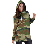 Military Green Camouflage Print Hoodie Dress GearFrost
