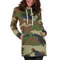 Military Green Camouflage Print Pullover Hoodie Dress