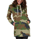 Military Green Camouflage Print Hoodie Dress GearFrost