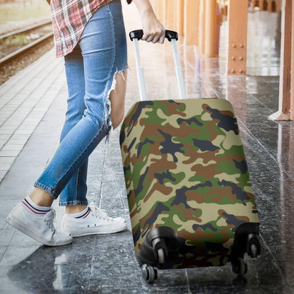 Military Green Camouflage Print Luggage Cover GearFrost