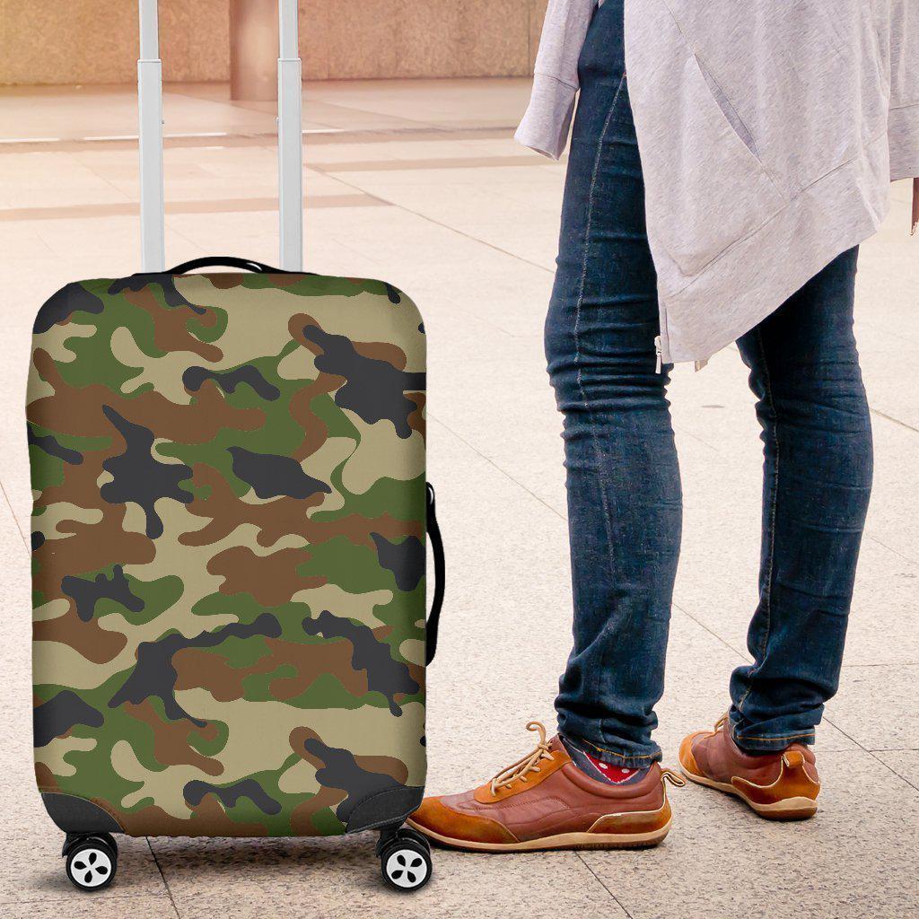 Military Green Camouflage Print Luggage Cover GearFrost
