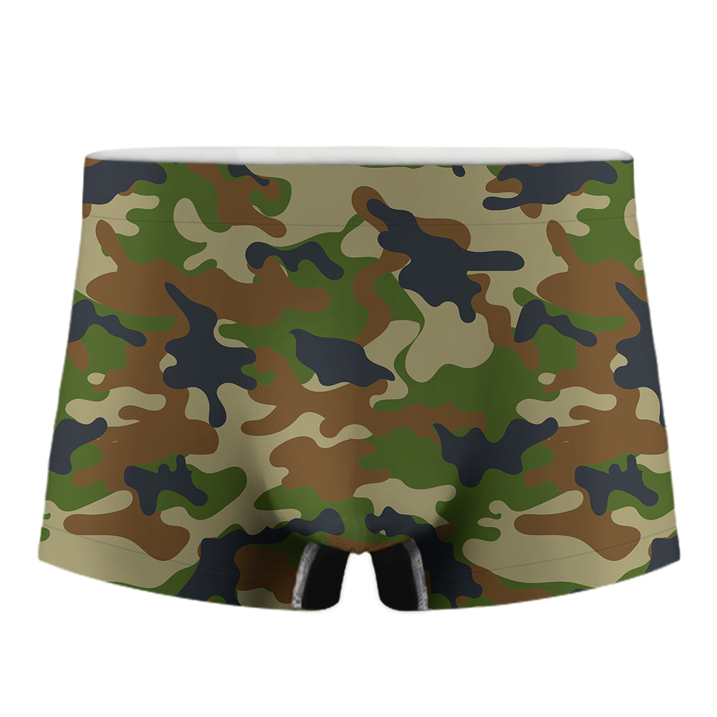 Military Green Camouflage Print Men's Boxer Briefs