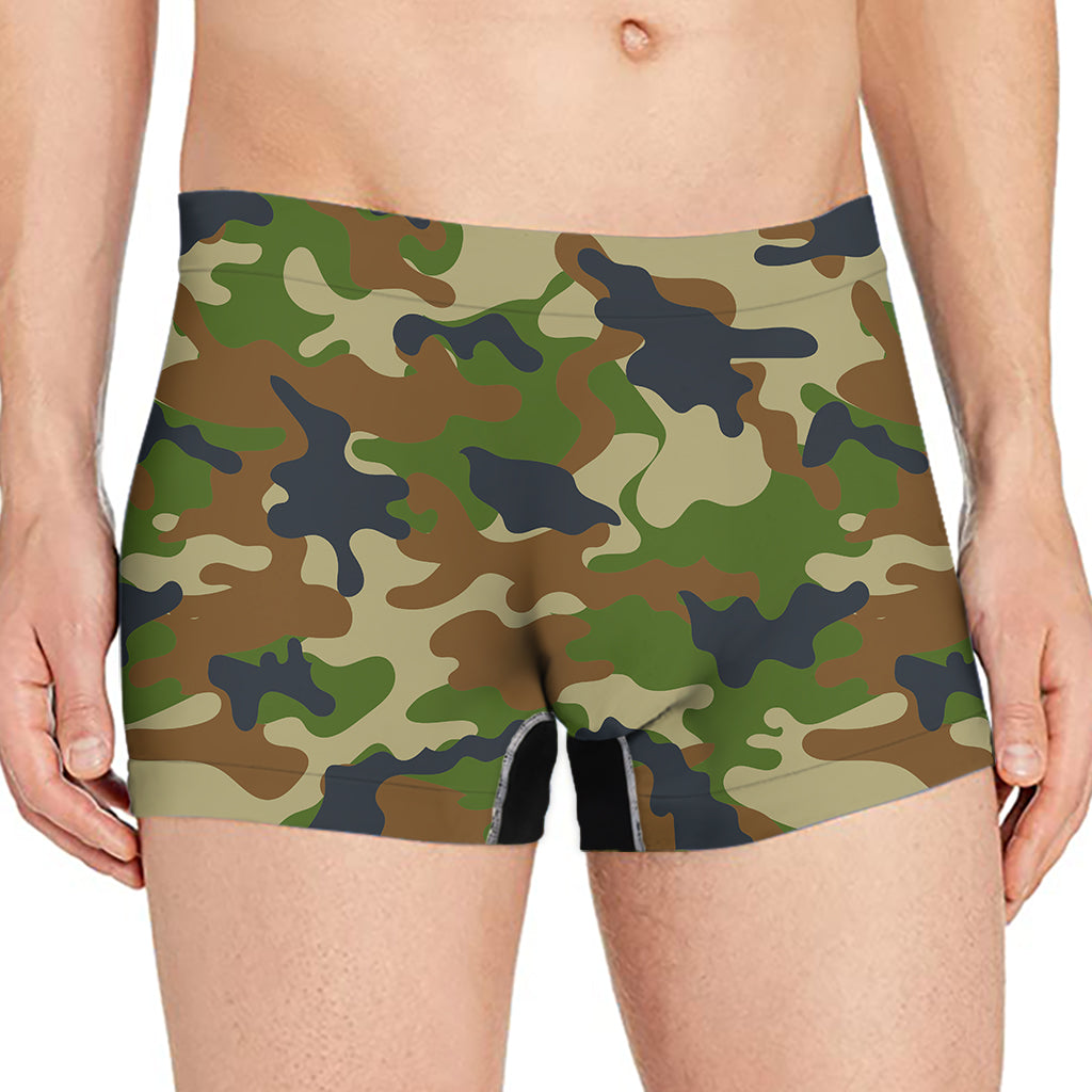Military Green Camouflage Print Men's Boxer Briefs