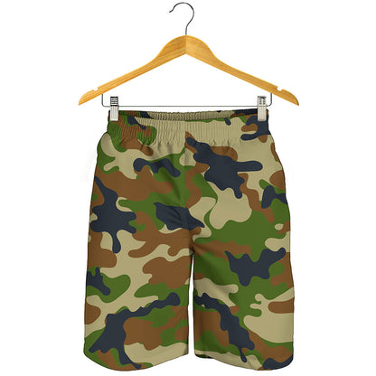 Military Green Camouflage Print Men's Shorts
