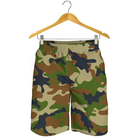 Military Green Camouflage Print Men's Shorts
