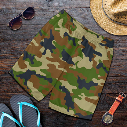 Military Green Camouflage Print Men's Shorts