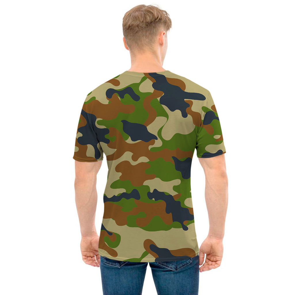 Military Green Camouflage Print Men's T-Shirt